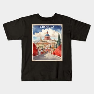 Cholula Puebla Mexico Vintage Tourism Travel Kids T-Shirt